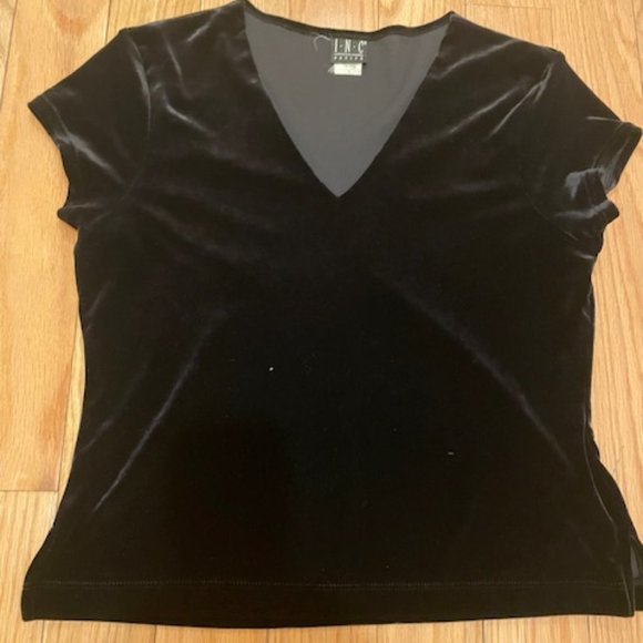 INC BLACK VELVET V-NECK TOP SIZE PL (LIKE PM) - Picture 2 of 5
